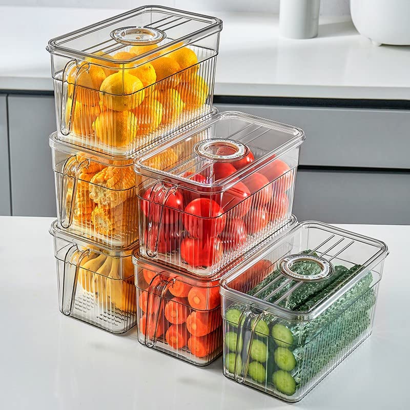 Transparent with handle kitchen drain box basket fruit vegetable food refrigerator frozen storage box food container