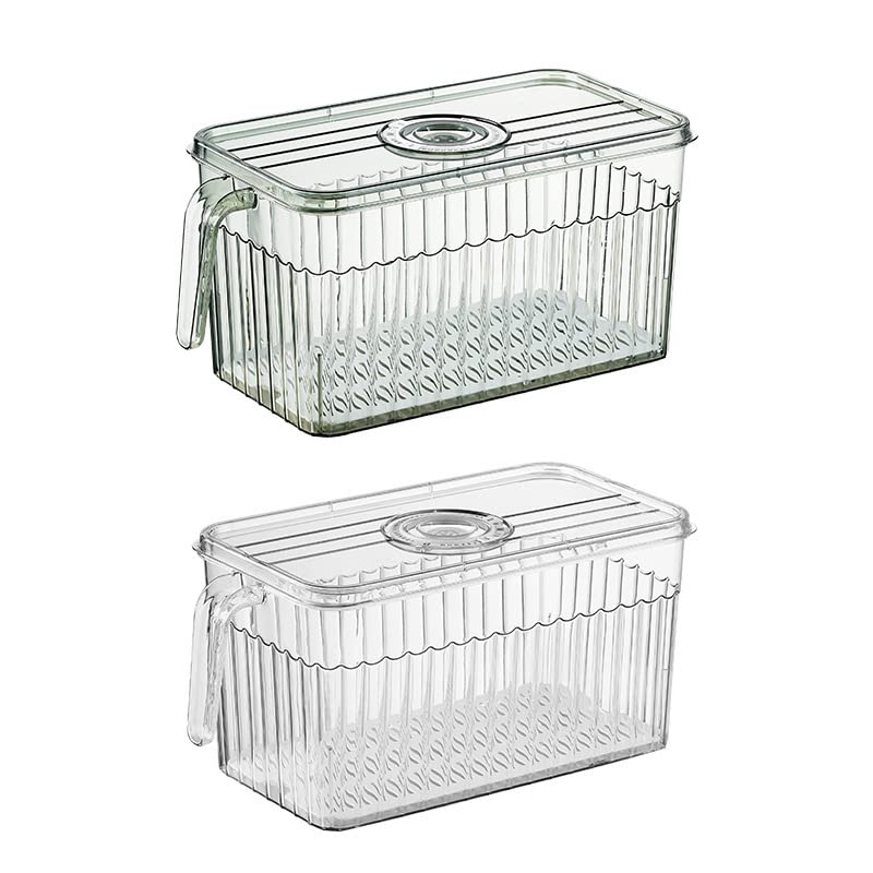 Transparent with handle kitchen drain box basket fruit vegetable food refrigerator frozen storage box food container