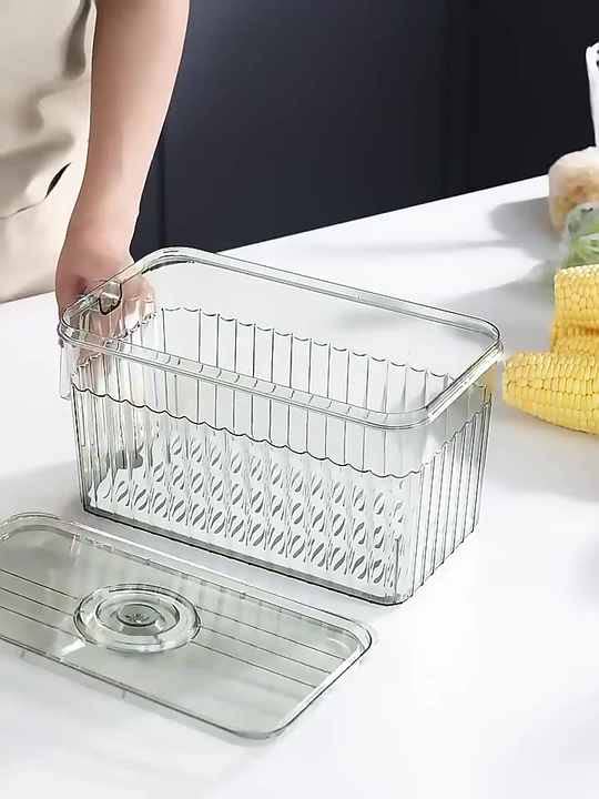 Transparent with handle kitchen drain box basket fruit vegetable food refrigerator frozen storage box food container