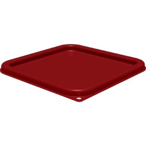 carlisle foodservice products squares square food storage container lid with stackable design for catering, buffets, restaurants, proprietary blend, 6 to 8 quarts, red, (pack of 6)