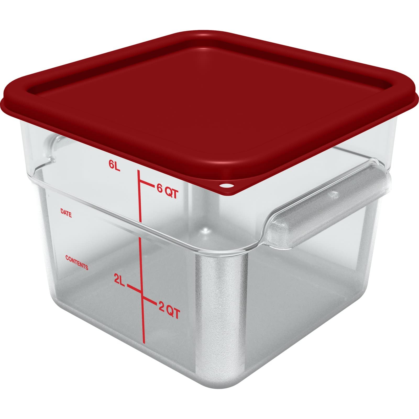 Carlisle FoodService Products Squares Square Food Storage Container Lid with Stackable Design for Catering, Buffets, Restaurants, Proprietary Blend, 6 To 8 Quarts, Red, (Pack of 6)