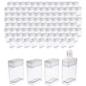 the beadsmith clear plastic boxes - rectangle with a flip top cap - 7/16” x 1” x 1-1/2” - use for beads, bath salts, wedding & party favors, home or office storage - bag of 100