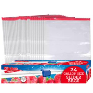slider bags 1 gallon storage bags for home, kitchen, food, office, multi purpose slider bags. 24 ct