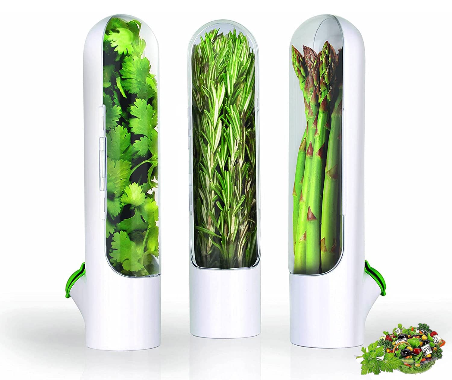 UEOZ Fresh Herb Keeper, Herb Saver for Refrigerator, Herb Saver, Herb Storage Containers for Refrigerator, Mint, Parsley, Asparagus, Keeps Greens Fresh for 2-3 Weeks (3PCS)