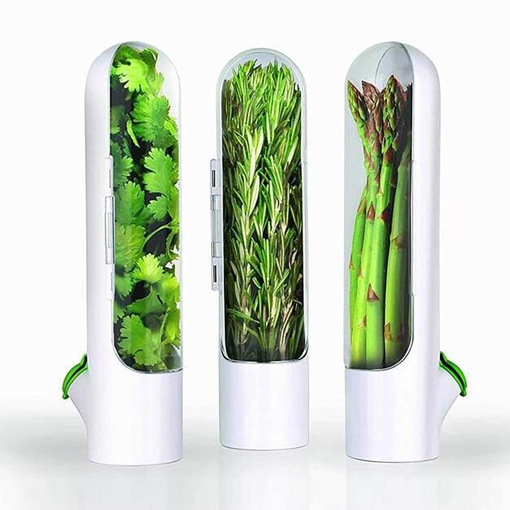 UEOZ Fresh Herb Keeper, Herb Saver for Refrigerator, Herb Saver, Herb Storage Containers for Refrigerator, Mint, Parsley, Asparagus, Keeps Greens Fresh for 2-3 Weeks (3PCS)