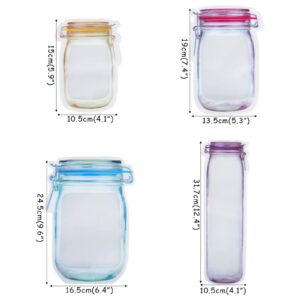 Hubosale Ziplock Bags, Hubosale Food Storage Bags, Reusable Mason Bottle Ziplock Bags, Reusable Mason Jar Ziplock Bags, Reusable Mason Jar Bags Food Storage Plastic Bags (10Set-40PCS)