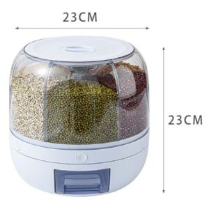 TOPINCN Grains Separate Storage Box, Home Damp Proof Rice Storage Tank Countertop Rice Holder Kitchen Dispenser Round Rotatable Bean Storage Box (Small)