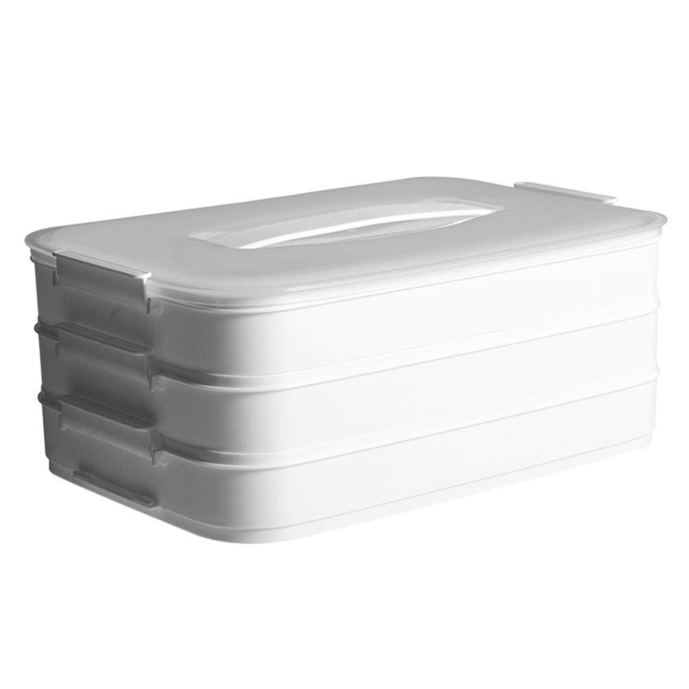 Hemoton Dumpling Box Frozen Dumpling Tray 3-layer Fridge Food Container Food Storage Organization Dumpling Holder for Kitchen Fridge Freezer (White)