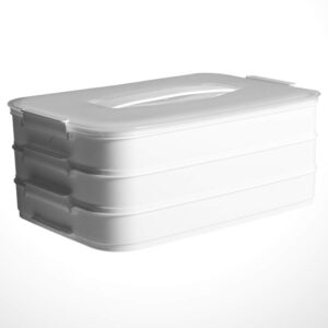 Hemoton Dumpling Box Frozen Dumpling Tray 3-layer Fridge Food Container Food Storage Organization Dumpling Holder for Kitchen Fridge Freezer (White)