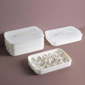 Hemoton Dumpling Box Frozen Dumpling Tray 3-layer Fridge Food Container Food Storage Organization Dumpling Holder for Kitchen Fridge Freezer (White)