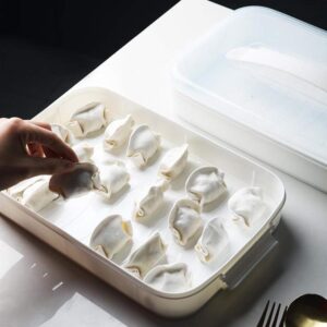 Hemoton Dumpling Box Frozen Dumpling Tray 3-layer Fridge Food Container Food Storage Organization Dumpling Holder for Kitchen Fridge Freezer (White)