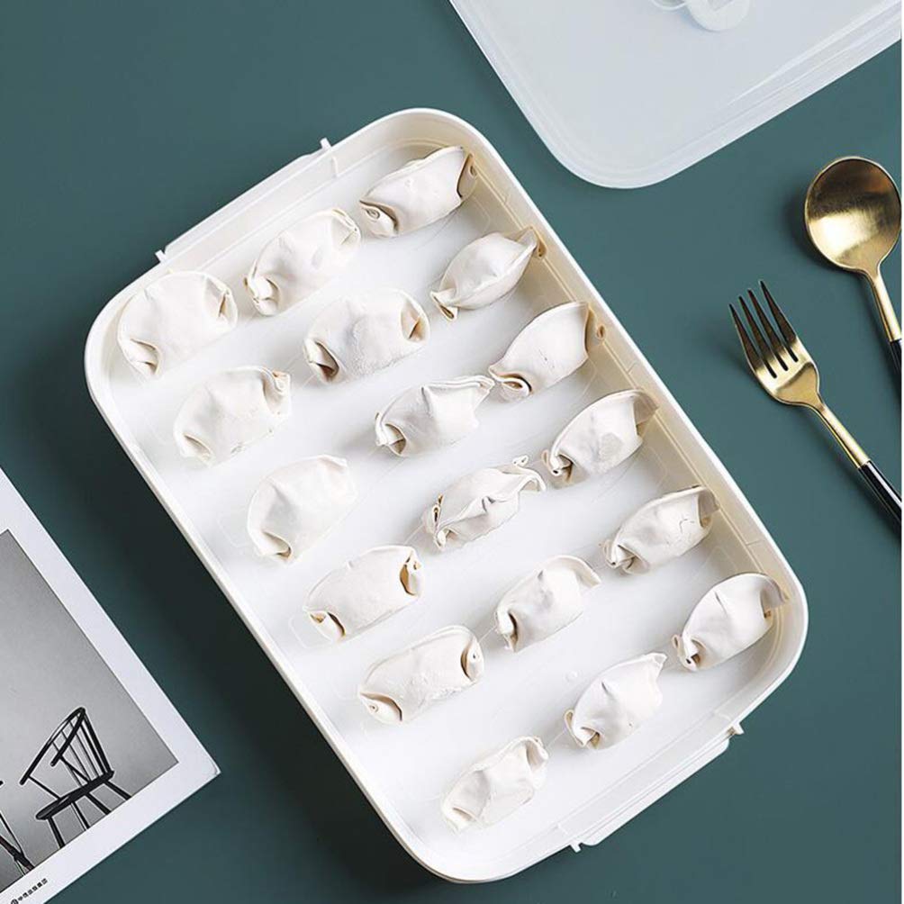 Hemoton Dumpling Box Frozen Dumpling Tray 3-layer Fridge Food Container Food Storage Organization Dumpling Holder for Kitchen Fridge Freezer (White)