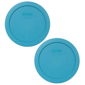 pyrex 7201-pc teal round plastic food storage replacement lid, made in usa - 2 pack