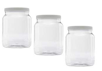 CLEARVIEW CONTAINERS | Airtight Pantry Containers for Arts & Crafts, Peanut Butter, Honey, Jams Flour, Sugar, DIY Slime, Coffee (64 Ounce Jar, 3 Pack)