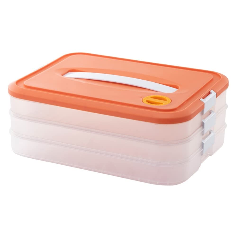 Angoily Fridge Dumpling Storage Box Dumpling Organizer Stackable Freezer Bins ForKitchen Freezer Food Storage Container (3- layer)