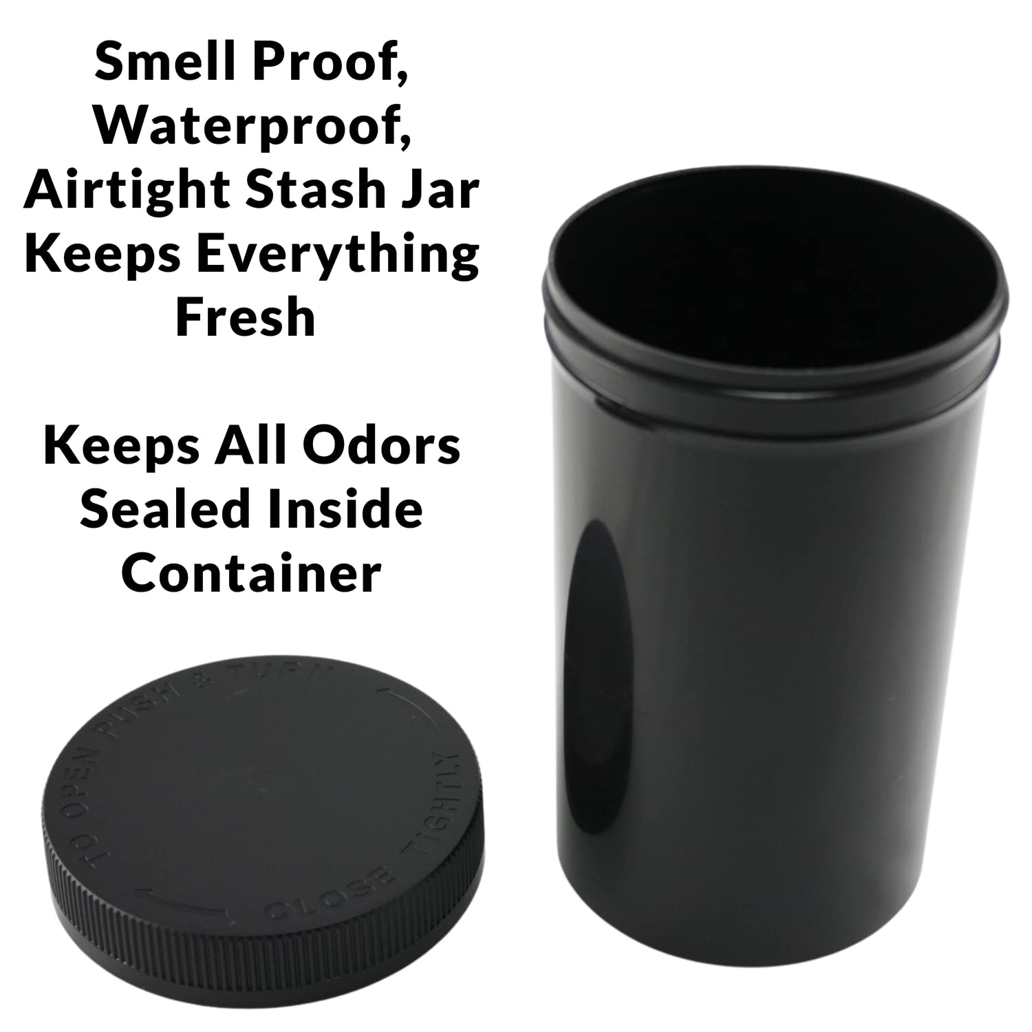 Skyway Viper Smell Proof Stash Jar Container Waterproof Airtight Smellproof Box Odor Sealing Container with Child Resistant Saftey Cap (20 oz) - Black