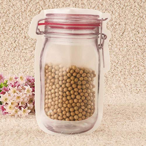 Mason Jar Bottles Bags, Reusable Food Saver Storage Bags Snacks Zipper Sealed Bags Fresh Bags (10PCS)