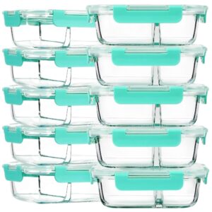 das trust 10 pack glass meal prep containers reusable microwave safe meal prep bowls glass food storage containers glass food prep containers with lid lunch bento box