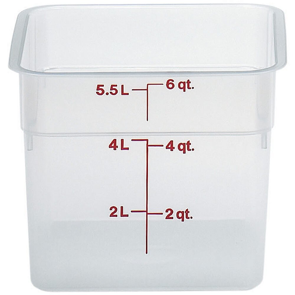 Cambro 6SFSPP190 Square Storage Container 6 Qt., Case of 6