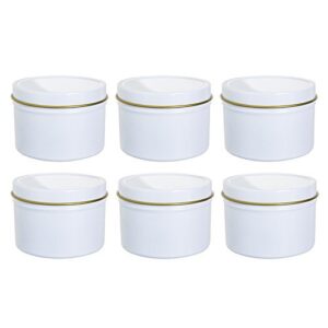 4 oz white metal steel tin round with tight sealed slip cover (6 pack)