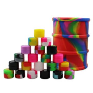 ooduo silicone container wax - 1pc 500ml large barrel jar + 50pcs mini 2ml non stick round storage container assorted color