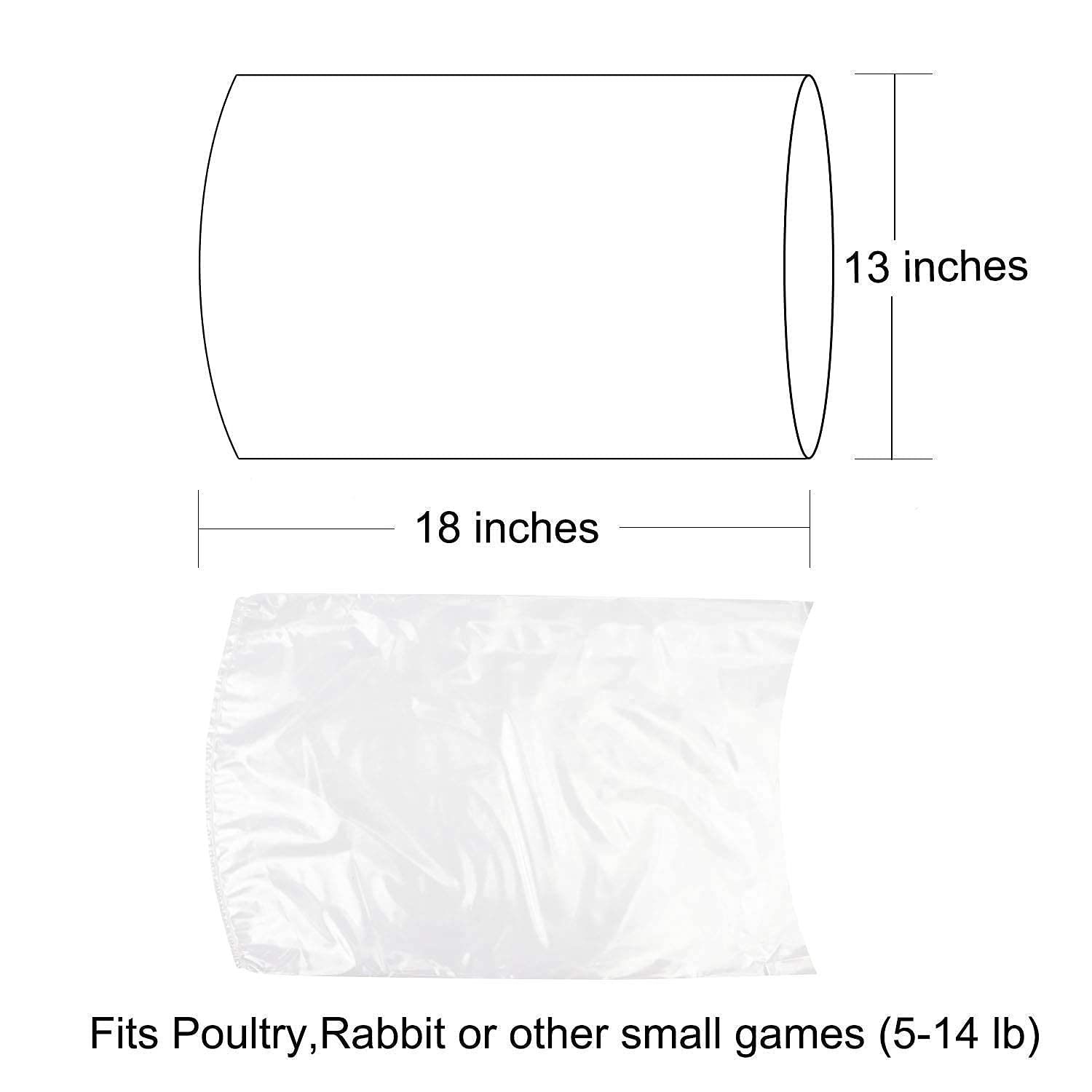 Poultry Shrink Bags,50Pack 13x18Inches Clear Poultry Heat Shrink Wrap BPA Free Freezer with 50 Zip Ties,50PCS Freezer Labels and a Silicone Straw for Chickens,Rabbits