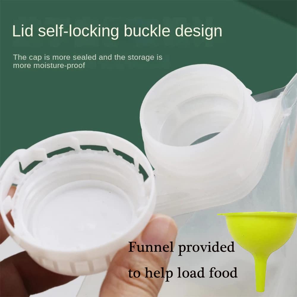 Grain Moisture-proof Sealed Bag, Reusable 10 pcs Transparent Grain Storage Suction Bags, Large Capacity Stand Up Sealed Odor-Resistant Packaging Bags for Multipurpose Food Storage, with Funnel (2.5L)