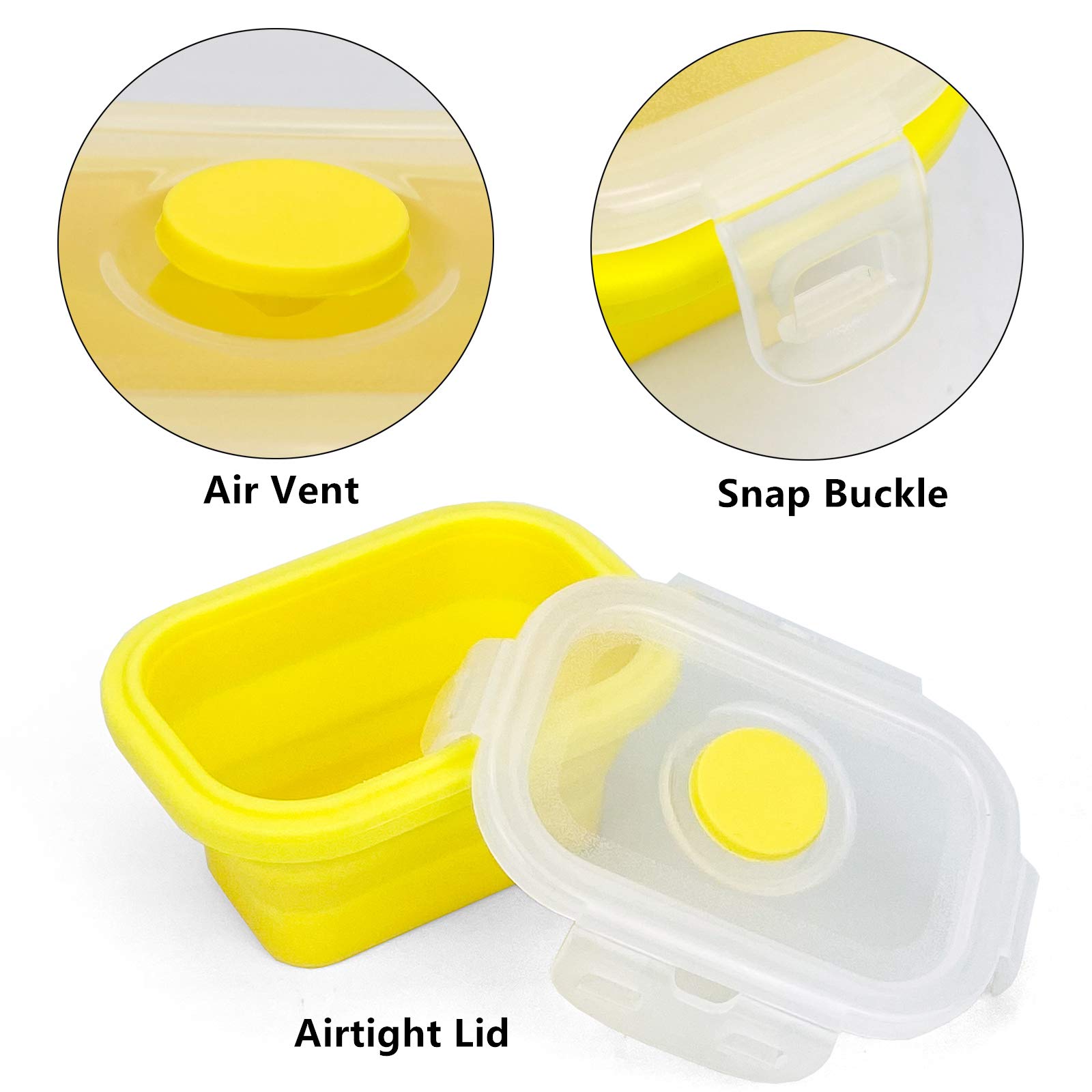 CCyanzi Small Silicone Food Containers with Lids, Collapsible Food Storage Containers Set | Leakproof | Microwaveable | Store Food in Freezer | 150ml, Set of 4