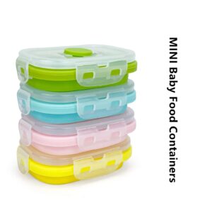 CCyanzi Small Silicone Food Containers with Lids, Collapsible Food Storage Containers Set | Leakproof | Microwaveable | Store Food in Freezer | 150ml, Set of 4