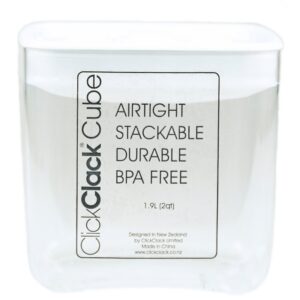 ClickClack Clear 2 Qt Cube Canister w/White Lid