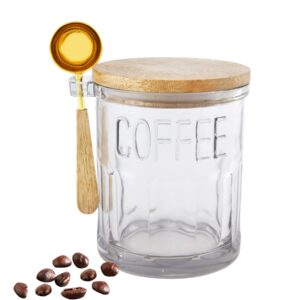 mud pie glass coffee canister, clear, 5.5" x 4.5"