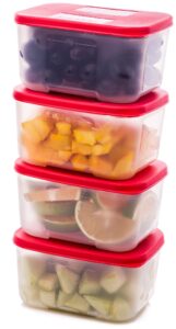 quicker defrost- reusable freezer containers with lids set of 4-23.5 oz. for soups, leftovers, meal prep, food storage airtight food storage containers with lids plastic freezer containers jars