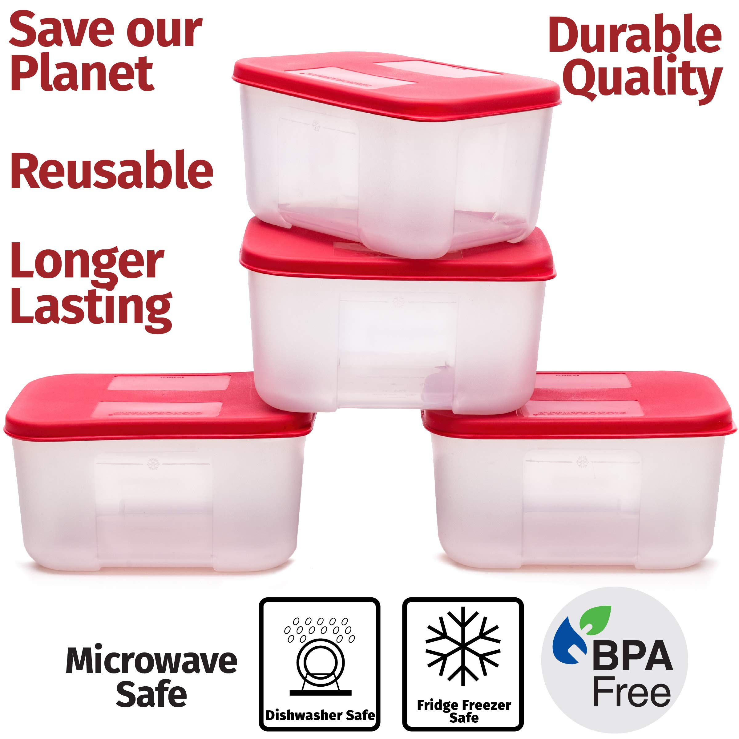 Quicker Defrost- Reusable Freezer Containers with Lids Set of 4-23.5 oz. for Soups, Leftovers, Meal Prep, Food Storage Airtight Food Storage Containers With Lids Plastic Freezer Containers Jars