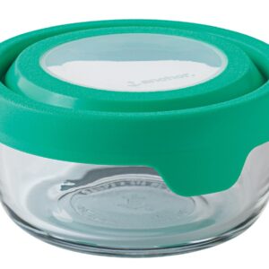 Anchor Hocking TrueSeal 2-Cup Round Glass Food Storage Container with Airtight Lid, Mint Green, Set of 1