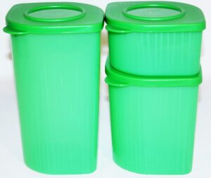 tupperware set of 3 fresh n cool refrigerator containers 2, 4 and 6 cups green