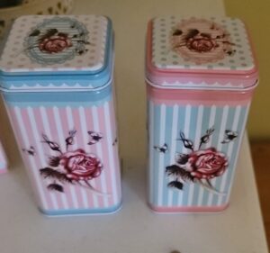 hadaaya decorative floral multipurpose storage canister tin set of 2, perfect for gifting, storage containers for home kitchen and gifting