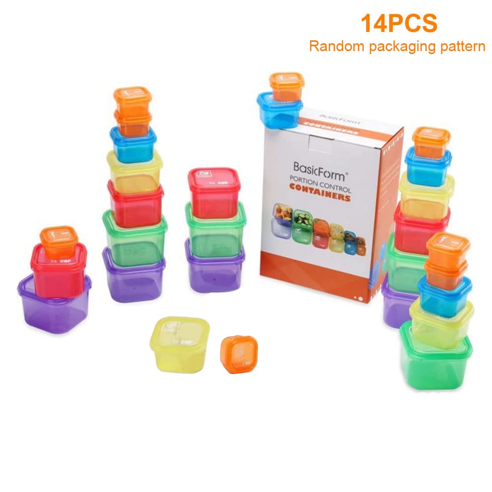 Portion Control Container Kit for Weight Loss- 14 Pcs Multi Color And Labeled Food Plan Containers- 21 Day Meal Prep Containers for Diet Plans And Weight Loss