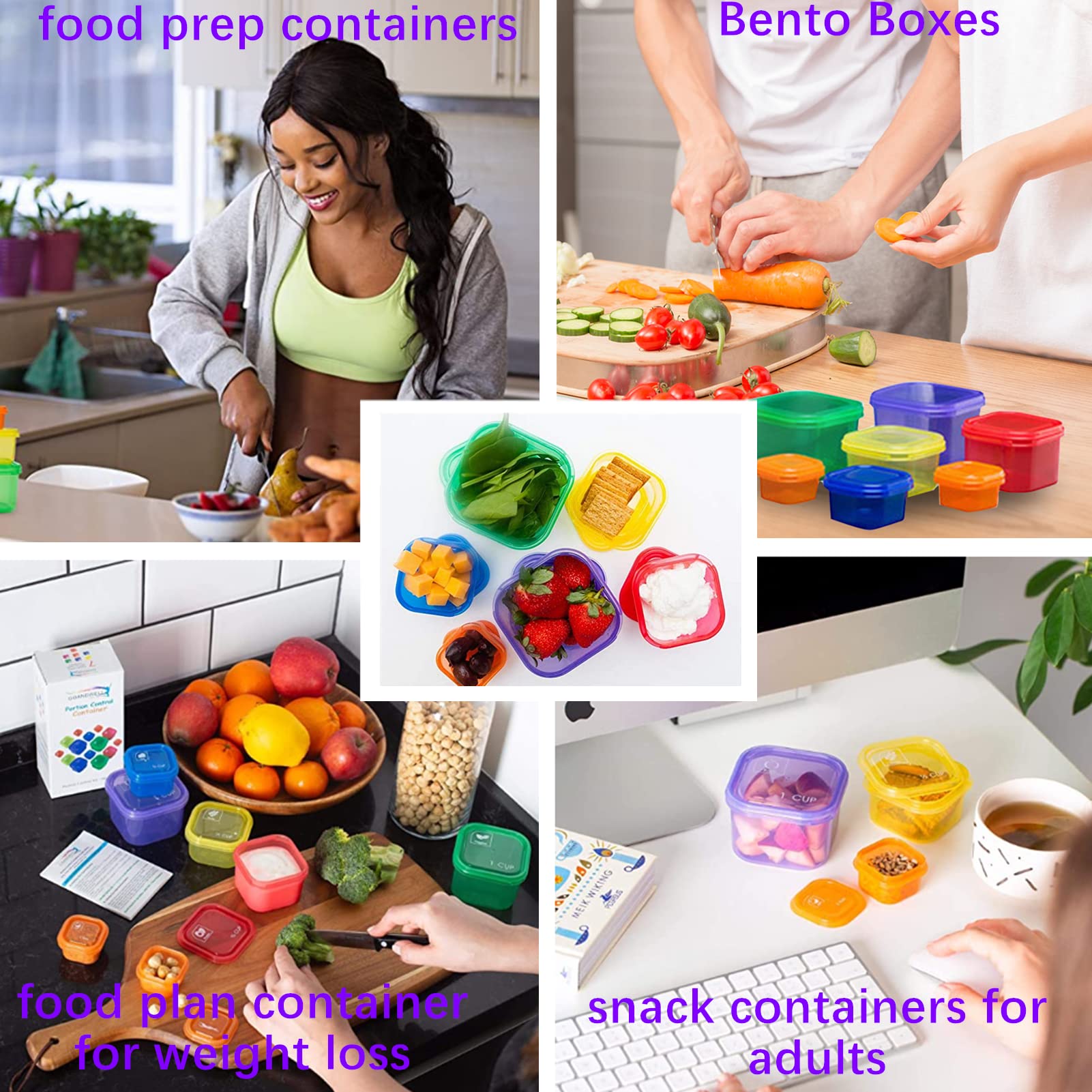 Portion Control Container Kit for Weight Loss- 14 Pcs Multi Color And Labeled Food Plan Containers- 21 Day Meal Prep Containers for Diet Plans And Weight Loss