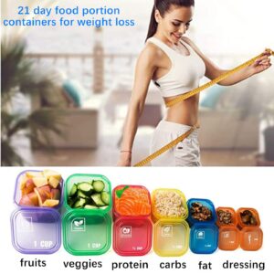 Portion Control Container Kit for Weight Loss- 14 Pcs Multi Color And Labeled Food Plan Containers- 21 Day Meal Prep Containers for Diet Plans And Weight Loss