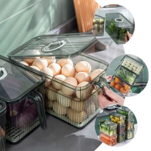 Zerodeko Plastic Storage Bins Food Storage Containers Colander with Lid Handle Fridge Trays Refrigerator Egg Organizer for Organizing Kitchen Food Snack Pantry Cabinet