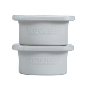 KEVJES Stackable Silicone Artisan Pizza Dough Proofing Proving Containers with Lids-2/3/4/5 pack-500ml portion (Grey, 2 PACK)