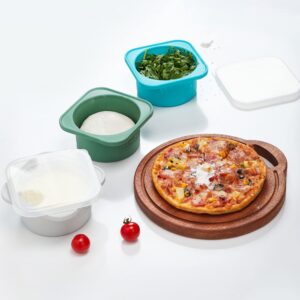 KEVJES Stackable Silicone Artisan Pizza Dough Proofing Proving Containers with Lids-2/3/4/5 pack-500ml portion (Grey, 2 PACK)