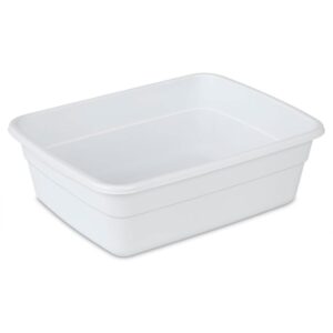 sterilite small portable rectangle plastic heavy duty reinforced plastic 8 qt kitchen dish pan basin container for dishware & laundry, white (36 pack)