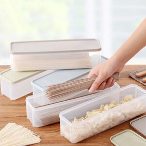 Durable Strip Plastic Storage Box Refrigerator Food Container Dry Food Keepers Organizer Spaghetti Box Cutlery Chopsticks Storage Boxes For Noodle, Cereal, Flour, Sugar, Rice, Snacks (Light Blue)