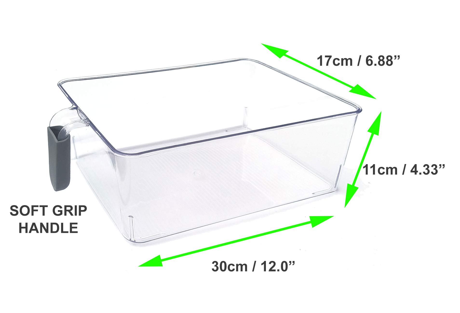 SERENITA Clear food storage bins with handle, refrigerator organizer containers, canister sets for kitchen counter, 12.0x6.9x4.3