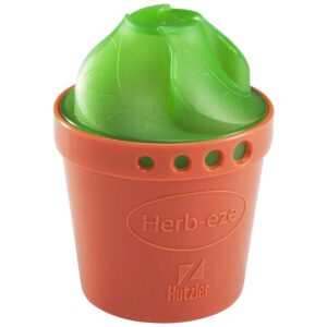 hutzler herb-eze herb stripper and freezer storage container, green/orange, 2.5" x 3.4"