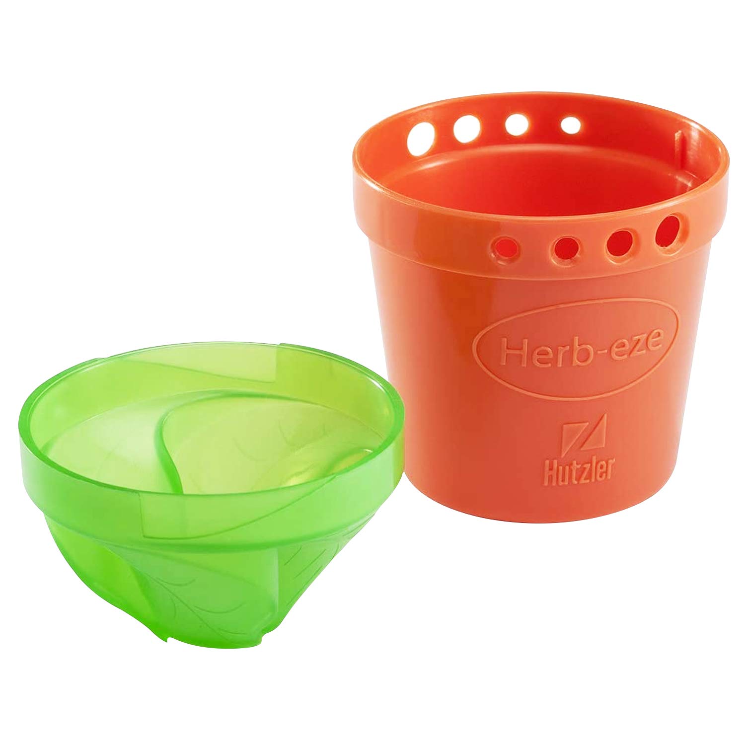 Hutzler Herb-Eze Herb Stripper and Freezer Storage Container, Green/Orange, 2.5" x 3.4"