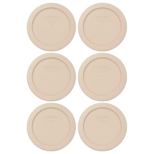 pyrex 7202-pc blush round plastic food storage lid, made in usa - 6 pack
