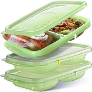 freezer food trays cubes - stock storage freeze cup cubes with leakproof lids 6 piece (3 trays + 3 lids) - freezer portion containers - soup meal ice cube portion trays with cube lids