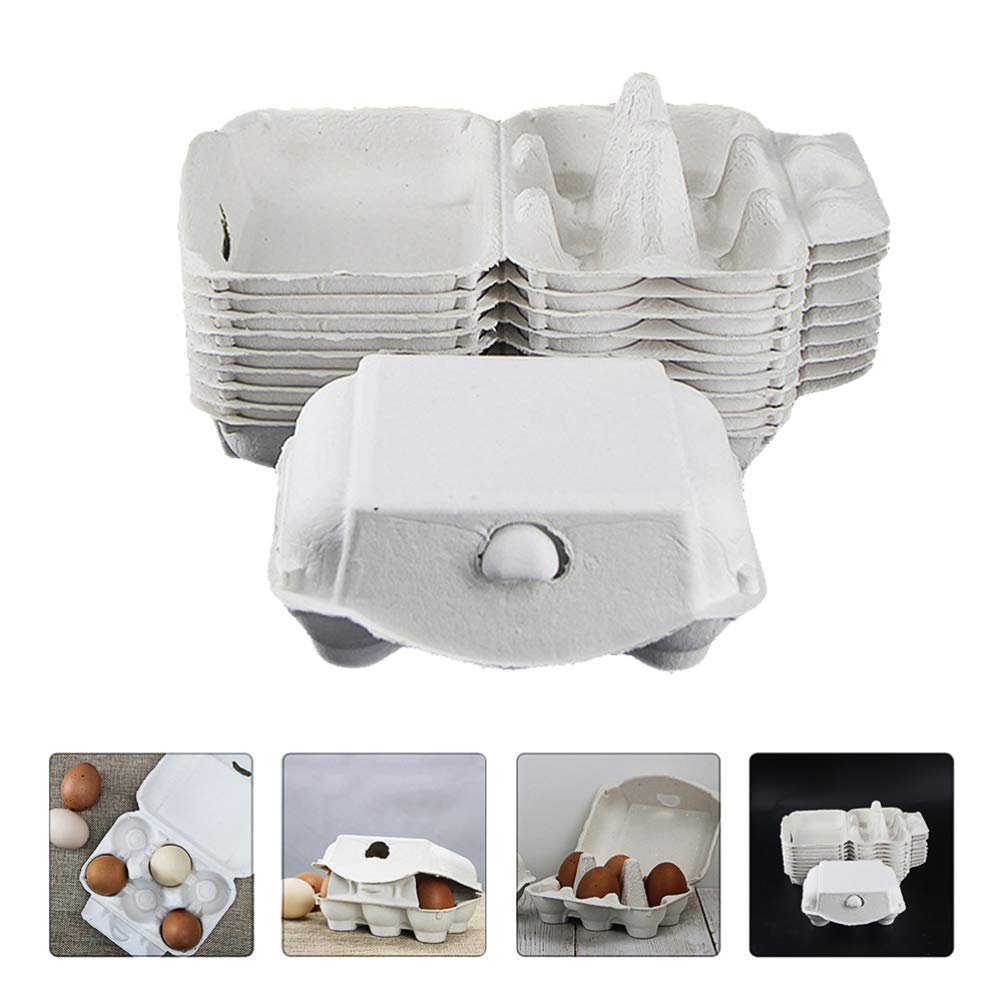 YARDWE 20pcs Chicken Egg Cartons Cardboard Egg Storage Containers 6 Girds Vintage Blank Chicken Egg Carton Trays with Lids